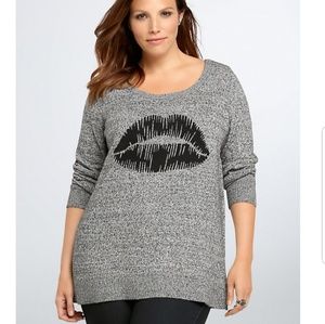 Lip Print Knit Sweater